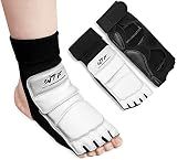 LangRay Taekwondo Sparring Gear Protector Karate Boxing Sparring Guard, Martial Arts Protective Foot Gear for Kung Fu Punch Bag Kickboxing MMA Training, L White