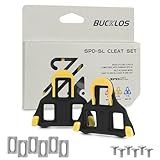 BUCKLOS SPD SL Cleats for Road Bike Cycling Shoes Compatible with Shimano SPD-SL Pedals-BH10/BH11/BH12 Float Cleats for Indoor Peloton & Outdoor Bicycle Training(6 Degree-Yellow)