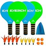 EVERICH TOY Paddle Ball Set – Indoor & Outdoor Racket Game for Kids, Teens, and Adults, Badminton & Camping Games Essentials, Fun for Beach, Yard, and Lawn Play All Year Round