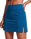 18"/19" Skorts for Woman Golf Skirts High Waisted Split Hem Athletic Tennis Pickleball Skirt Golf Skort Casual Summer Blue