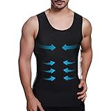 Mens Slimming Compression Shirt, Body Shaper Workout Tank Top, Gynecomastia Tummy Control Undershirts - Change in Seconds
