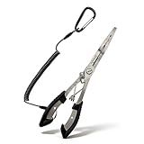 Bneajix Professional 8.4 Inch Fishing Pliers with Safety Lock, Multi-Function Long Nose Hook Remover, Line Cutter, Crimper, Rustproof Stainless Steel Fishing Tool for Saltwater & Freshwater