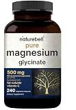 NatureBell Pure Magnesium Glycinate 500mg Per Serving, 240 Veggie Capsules