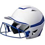 Champro HX Rise Pro Fastpitch Softball Batting Helmet with Facemask in Two-Tone Color Glossy Finish, White, Royal, Junior, Model Number: HXFPG2RYJ