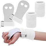 Abeillo 2 Gymnastics Grips Wristbands Sets for Girls Youth Kids, White Gymnastic Hand Grips Gymnastic Bar Palm Protection and Wrist Support Sports Accessories for Kids Workout and Exercise (S)