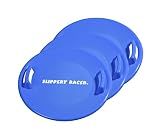 Slippery Racer Heavy-Duty Cold Resistant Downhill Pro Adults and Kids Plastic Outdoor Winter Saucer Disc Snow Sled with Handles (Blue, 3)