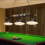 Rossesay Adjustable Pool Table Lights, 3 Lights for 7'-8' Billiard Table | Billiard Light Hanging Pool Table Fixture Lighting Pendant Lamp with Metal Shades for Game Rooms (Bulb Not Included)