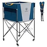 EVER ADVANCED Large Ball Storage Rolling Sports Ball Cart with Lockable Wheels, 45 x 25in Indoor &Outdoor Collapsible Equipment Organizer for Volleyball Basketball Toys Cart and Multi-Sport Family Gym