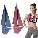 Guirnd Microfiber Gym Towels, Women & Men Quick Dry Workout Towels, Super Soft Sports Towel for Fitness, Yoga, Swimming, Running, Outdoor Sports (Blue + Pink)