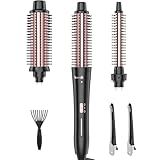 Curling Brush Set, Curling Iron Interchangeable 3 Barrel Wand Curler with Ceramic Tourmaline Professional Curling Iron Brush,for Women with Curler and Waver