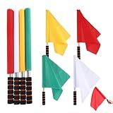 Angoily Referee Flags, 4Pcs High Visibility Soccer Linesman Flags with Stainless Steel Pole