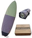 Ho Stevie! Canvas Surfboard Bag Cover - No Melted Wax on Car - Sun/Ding Protection (Black/Gray/Green, 8'0")