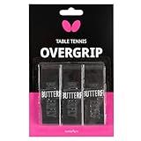 Butterfly Table Tennis/Ping Pong Paddle Overgrip Soft Tape - Enhances The Feeling of The Handle - Maximum Sweat Absorption and Non-Slip Profile – Three Pieces of Black Tape per Package