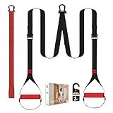 OUUO Suspension Straps Trainer for Home Gym with Integrated Door Anchor for 1-Second Setup, All in One Bodyweight Resistance Bands for Indoor & Outdoor Fitness Training System
