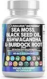 Clean Nutraceuticals Sea Moss Black Seed Oil Ashwagandha Turmeric Bladderwrack Burdock & Vitamin C Vitamin D3 with Elderberry Manuka Dandelion Yellow Dock Iodine Chlorophyll ACV