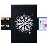 OCMML Dart Board Wall Protectors Multi-Functional Set with Scoreboard,Scoring Marker&Dart Holder Bag One-Piece Felt Panel Design Easy to Install,Safe Protection 35.4"x23.6"x0.5" Black Felt Dartboard