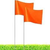 20Pack Orange Marking Flags, JIZHGRAD 13x4x5 Inch Marker Flags Use for Yard & Lawn, Boundary & Dog Training, Survey & Landscape, Sprinkler & Surveyor, Garden & Construction, High Visibility, Sturdy, Versatile, UV & Weather Resistant