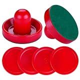 Mini 2-inch Air Hockey Pucks and 3-inch Paddles,Small 2 Paddles Air Hockey Strikers Pushers Air Hockey Table Replacement Accessories,Ergonomic Design Air Strikers