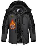 Yufawow Men Winter Jacket Work Coat Waterproof Wind Breaker Insulated Heavy Softshell Heat Warm Thermal Clothes Ski Snow Snowboard Snowmobile Casual Outdoor Cold Weather Safety Security Construction