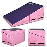 Matladin Gymnastics Mat, Folding Tumbling Wedge for Kids - Purple & Pink, 32.7 in x 23.6 in