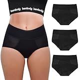 Bambody Absorbent Panties, Post-Partum, Period Underwear for Women and Teens - Leakproof, Soft, Comfortable, Breathable - Medium, 3 Pack, Black