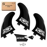 Own the Wave (3) Fiberglass Reinforced Surfboard Fins w/ Wax Comb - Ebony Black