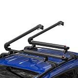 BougeRV Lockable Ski Racks with Sliding Extension for Car Roof, Black
