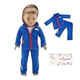 Emily Rose 18 Inch Doll Clothes - 2-Piece Athletic Warm Up Set with Zip-Up Jacket & Matching Pants | Red Blue | Signature Gift Box | Fits American Girl Dolls | No Doll