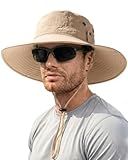 FURTALK Sun Hats for Men Fishing Hat UPF 80+ Foldable Wide Brim Outdoor Hiking Beach Summer Hats Khaki