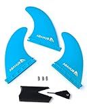 Abahub Surfboard Thruster Fins Set, Compatible with Future Style Fin Box, Fiberglass Reinforced 3 Pieces Surf Fin Set for Surf Boards, Surfing Longboard, Shortboard, With Screws and key, Blue