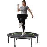 Steelite 40" Foldable Mini Fitness Trampoline, 10MM Thickened Bungee Rebounder Trampoline for Adults, 330LBS Capacity - Quiet & Stable, Indoor Outdoor Jumping Exercise Equipment