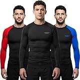 Exxact Sports Men’s BJJ Rash Guard Long Sleeve, IBJJF Ranked No Gi Jiu Jitsu Compression Shirt for MMA Grappling & Wrestling - (Black, AM)