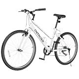 Max4out 26 inch 7-Speed Bike,Men's/Women's Cruiser Bike Commuter Bicycle Mountain Bike Hybrid Bicycle,V Brake,Metal Frame, Adult Bike (White)