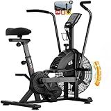 Eryntix Air Bike, Exercise Bike with Magnetic & Air Resistance Fan Bike, Stationary Bike for Home Cardio Workout, Adjustable Indoor Cycling Bike with APP & Dual Action Handlebars, 350lb Capacity