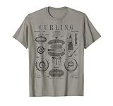 Curling Stone Player Curler Winter Sports Vintage Patent T-Shirt