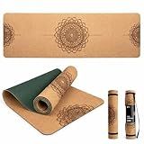 Workout Mat with Carrying Strap - 6mm Thick Cork Yoga Mat (72” x 24”) - Non-Slip Cork Mat for Home, Gym, Fitness & Hot Yoga - Lightweight, Cushioned, Durable & Sweat-Resistant by Fitby