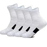 White Athletic Basketball Socks Mens Crew Cushion Cycling Compression Sock