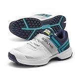 SOLM8 S8 Cricket Shoes - Rubber Spikes Professional Cleats for Outdoor Turf and Field Sports Gel Cushioned Insole (2024 Edition) Navy Teal