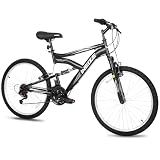 WEIZE Adult Mountain Bike,24 inch All-Terrain Bicycles with Dual Full Suspension, Trail Bike 6 Speeds Drivetrain, High-Carbon Steel Frame, Black