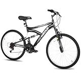 WEIZE Adult Mountain Bike,24 inch All-Terrain Bicycles with Dual Full Suspension, Trail Bike 6 Speeds Drivetrain, High-Carbon Steel Frame, Black