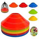 25 Pack Soccer Cones for Sports Training with Mesh Carry Bag, Multi-Color Agility Disc Cones for Football Basketball Drills, 7.5 Inch Flexible Plastic Field Markers for Kids & Adults (25 Pack)