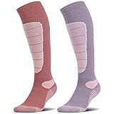 Hylaea Snow Ski Snowboarding Socks, Cold Weather Winter Warm Socks Thermal Knee-high, Merino Wool, Hunting, Outdoor Sports Pink Rose Medium