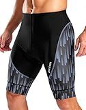 Bikewa Men's Cycling Shorts with Silicone Leg Grippers Padded Bike Bicycle Biking Biker Cycle Shorts for Men No Pockets(Black/Bright Grey,M)