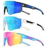 QALLY 3 Pack Kids Sunglasses Youth Baseball Sunglasses for Boys Girls Age 4-14, Cycling Softball Running UV400 Protection Sports