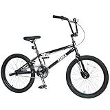 KWOJU 20 Inch Kids Bike Freestyle BMX Bikes for 7-10 Years Boys Girls and Beginner Riders, 20 Inch Bikes with Pink Tires, White Frame (Black)