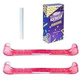 Nattork Ice Skate Blade Guards with Center Spring Release - Heavy-Duty Rubber Protectors for Hockey & Figure Skates - Easy On/Off, Universal Fit for Adults & Kids - Anti-Slip Sole- Rose Red