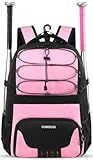 COMECOI Softball Bag, Lightweight Baseball Backpack with Shoes Compartment, Baseball Bat Bags with Fence Hook for TBall Bat & Equipment, for Batting Mitten, Helmet, for Girls, Boys, Youth, Adults