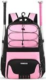 COMECOI Softball Bag, Lightweight Baseball Backpack with Shoes Compartment, Baseball Bat Bags with Fence Hook for TBall Bat & Equipment, for Batting Mitten, Helmet, for Girls, Boys, Youth, Adults