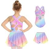 Zaclotre Gymnastics Leotards for Girls Hollow Back Ballet Dance Dress Outfit with Removable Skirt Combo