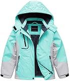 CREATMO US Kids Ski Jacket Snow Coat Girls' Waterproof Warm Winter Fleece Raincoats Green 6-7